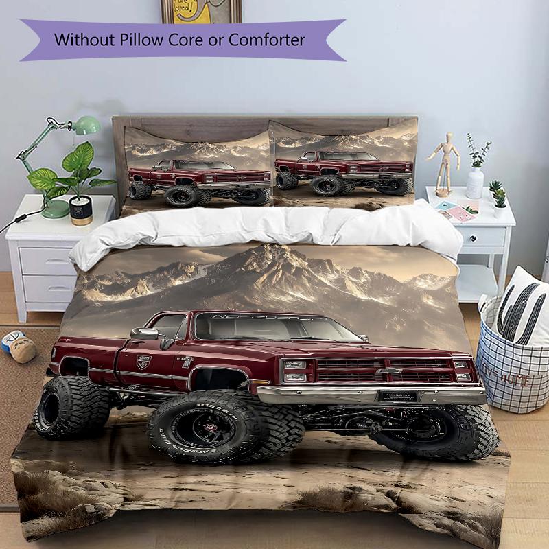 3Pcs Offroad Adventure Mountains Bedding Set Soft Fabric Duvet Cover Pillowcases Home Christmas Xmas Halloween Gift 1 Duvet Cover 2 Pillowcase G1149