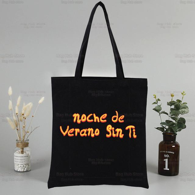 Un Verano Sin Ti Musikalbum Canvas Tragetasche Schwarze Taschen Harajuku Lässig Weiblich Mädchen Tragetasche Eco Shopper Umhängetaschen
