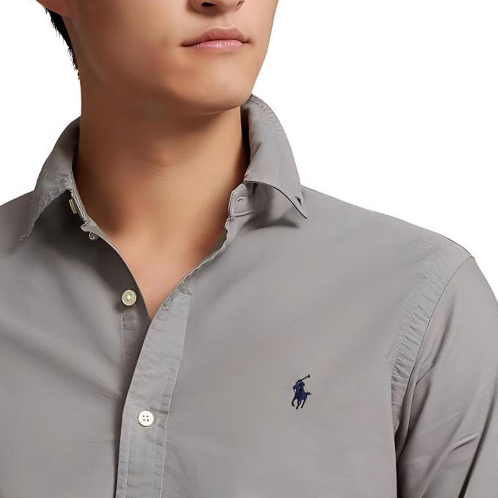 Polo Ralph Lauren FW22 Solid Logo Embroidered Long Sleeve Shirt Men shirts Gray MNPOWOV16822684-020