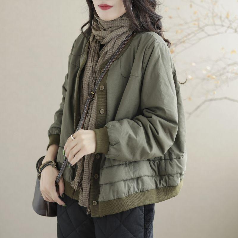 Autumn and winter new thickened warm long-sleeved cotton-padded jacket for women's loose and thin casual cotton-padded clothes