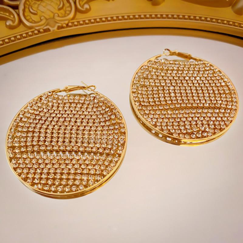 Personalized zircon circle geometric silver needle earrings fashion light luxury temperament earrings