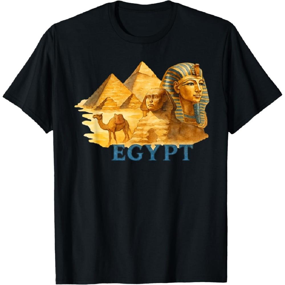 

Ancient Egyptian Symbols Pyramid Pharaoh Sphinx Travel T-Shirt S