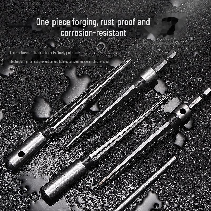 High-Speed Steel Taper Reamer - Straight Handle, Hexagonal Cone, High Hardness for Woodworking and Metal Expansion