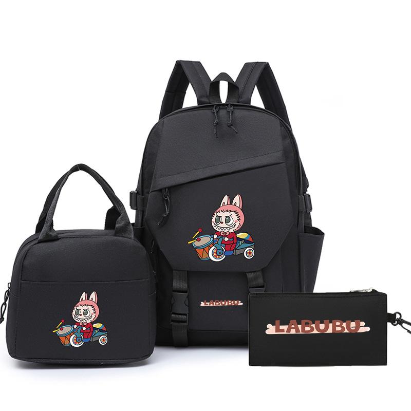 School Bag New Printing Three-piece Set School Bag Cartoon Rabbit Student Backpack Satchel Boys and Girls