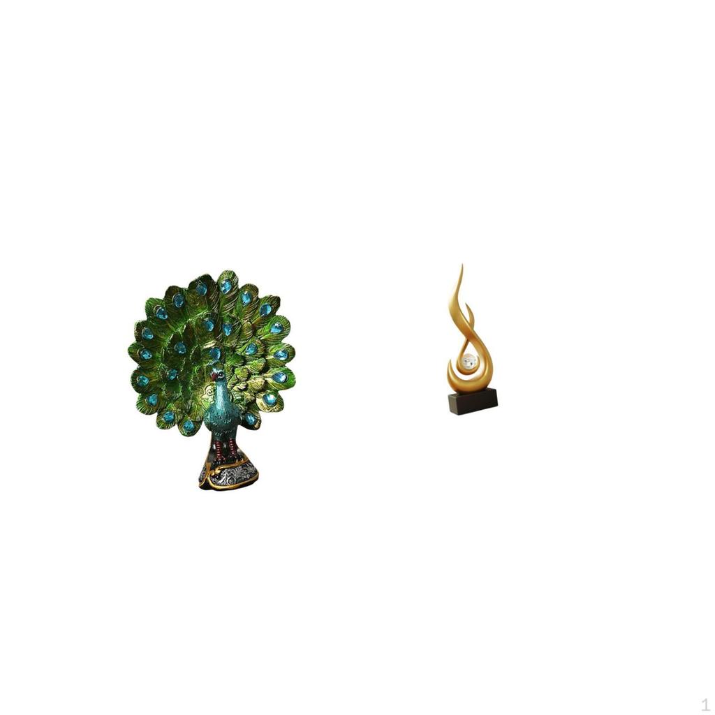 Elegant Peacock Fire Sculpture Collection for Bedroom Office Living Room Bookshelf Home Decoration