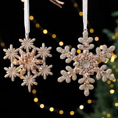 Glitter Sequins Christmas Ornament Champagne Ballerina Dancer/Snowflake/Butterfly Hanging Decoration for Xmas