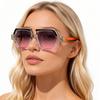New Square Sunglasses Women Vintage Rivets Trending Clear Ocean Gradient Lens Shades UV400 Men Punk Sun Glasses
