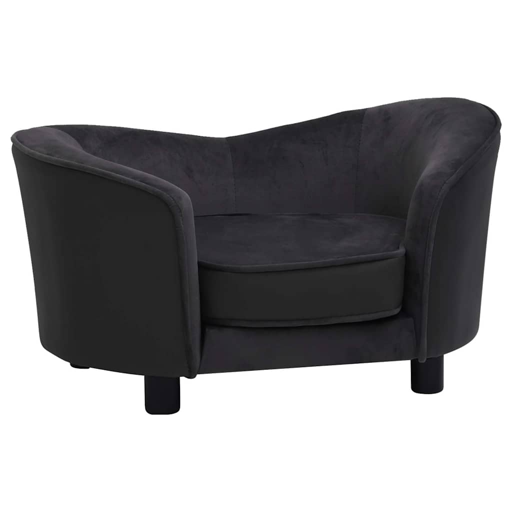 Pet Sofa In Black 69 X 49 X 40 Cm Plush and Faux Leather