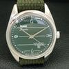 VINTAGE HMT JANATA HAND-WINDING INDIAN MENS GREEN COLOR DIAL WATCH A700048-5 R201-a700048