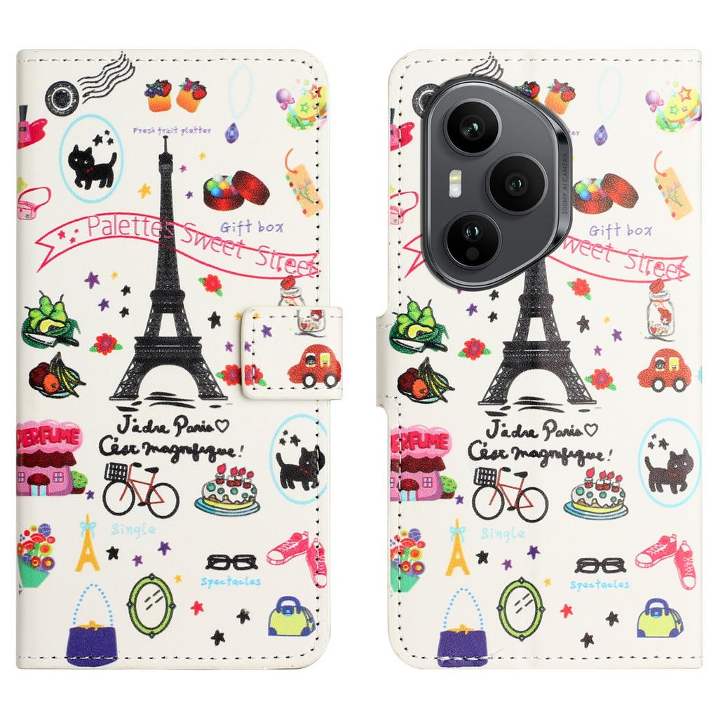 Pro Honor 400 Pro 5G (Globální) Pouzdro Vzor Potisk PU Kůže Peněženka Kryt na Telefon