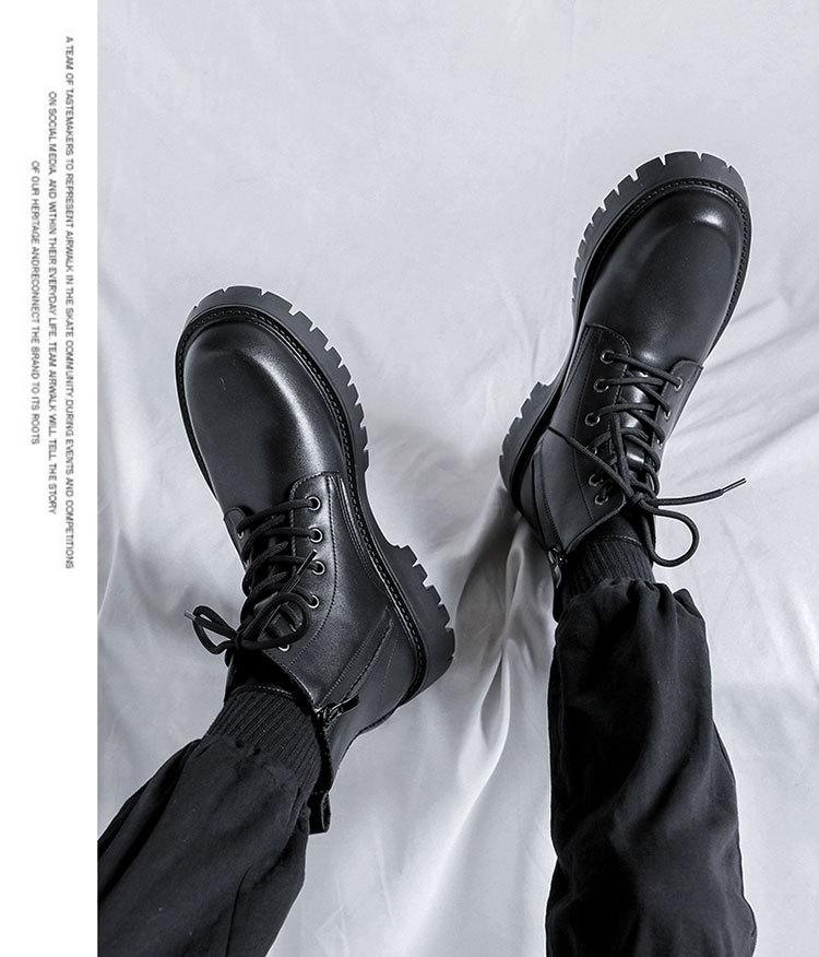 Autumn high-top Martin boots men's British casual side zipper flow thick-soled tooling boots high-top leather boots 96116-R