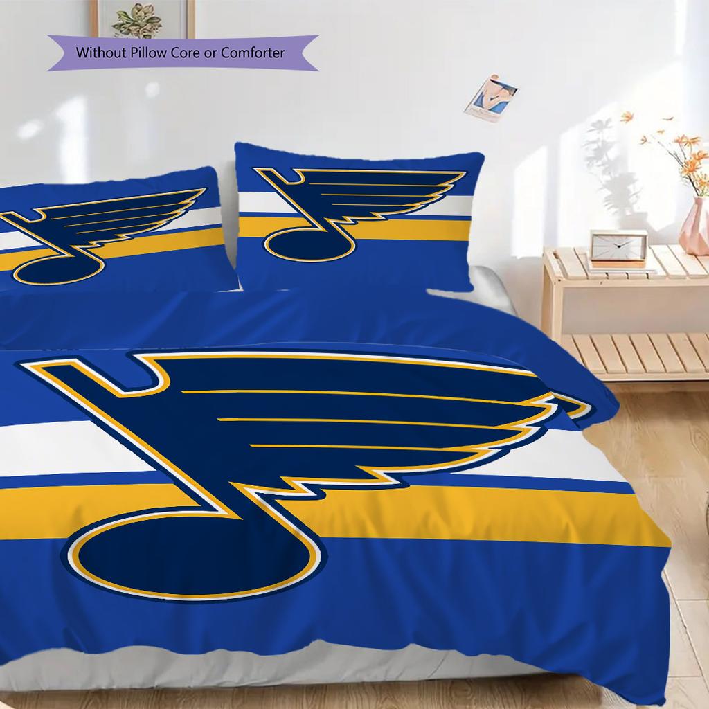 St. Louis Blues Pattern Bedding Quilt Set Quilt Cover Pillowcase Home Decoration Birthday Gift (1 * duvet cover + 2 * pillowcase, without core)