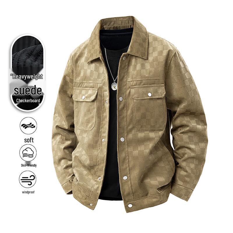 

MEDE Men s Suede Plaid Lapel Jacket XL