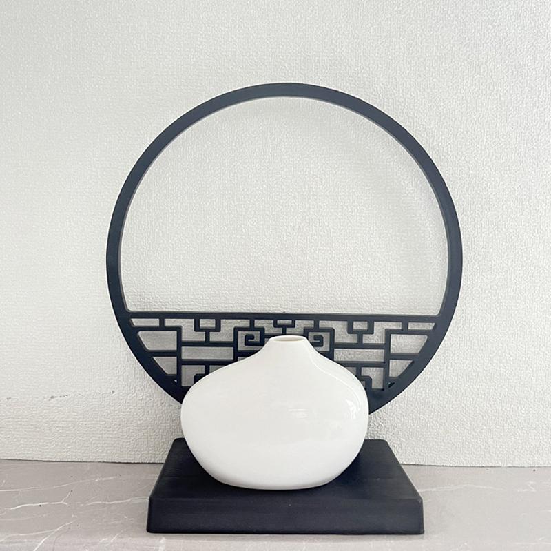 

Elegant Chinese-Inspired Artificial Plum Blossom Bonsai Set With Screen Base - Perfect For Home & Office Decor, Includes Pot 15CM чёрный