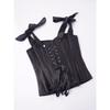 Top Corsetto in Raso Bordo con Spalline a Fiocco Chiusura Frontale Bustier Steccato per Donna