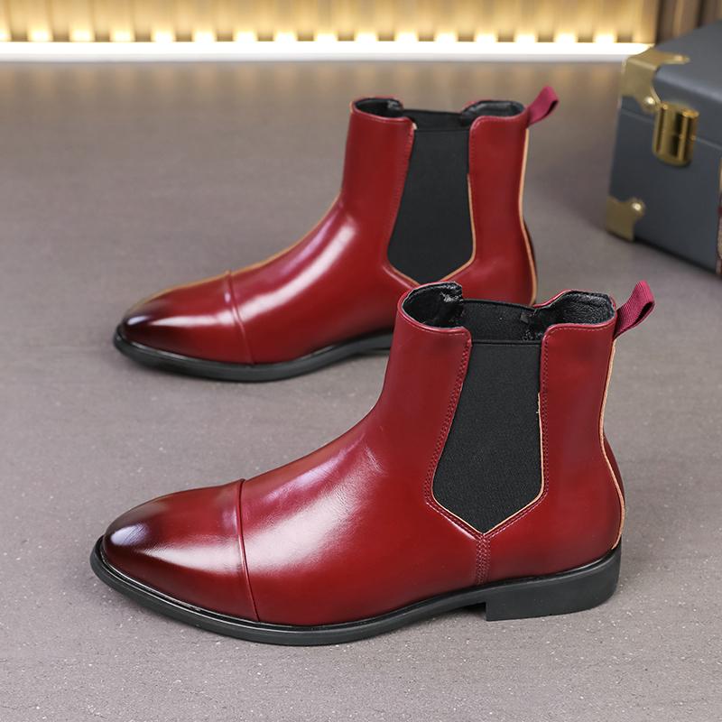 Fashion Leather Casual Boots Men Loafers Luxury Design Slip On Male Dress Boots Leisure Style Big Size Good Wear-resistant Sole