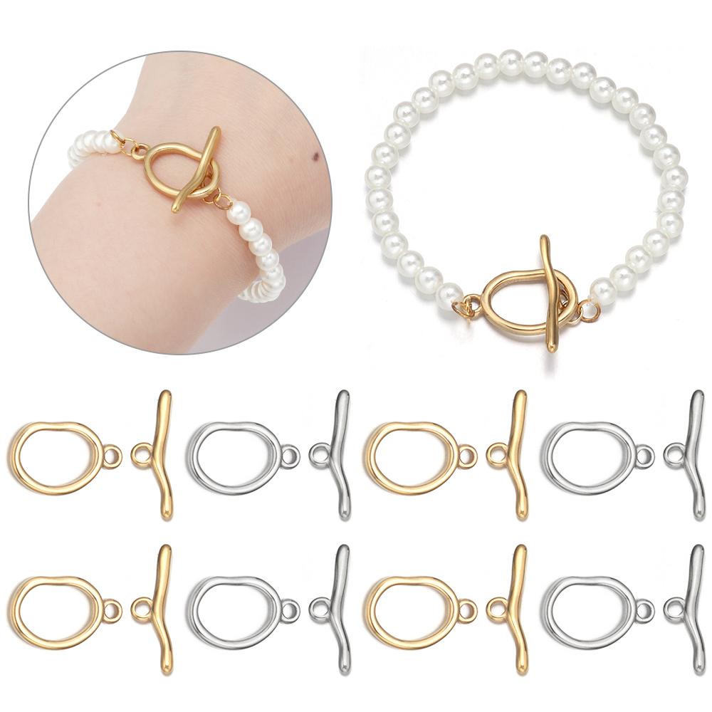 1 Set Stainless Steel Wave ShapedToggle ClasToggle Clasps Buckle Connectors For Bracelet Necklace DIY Jewelry Making Accessories