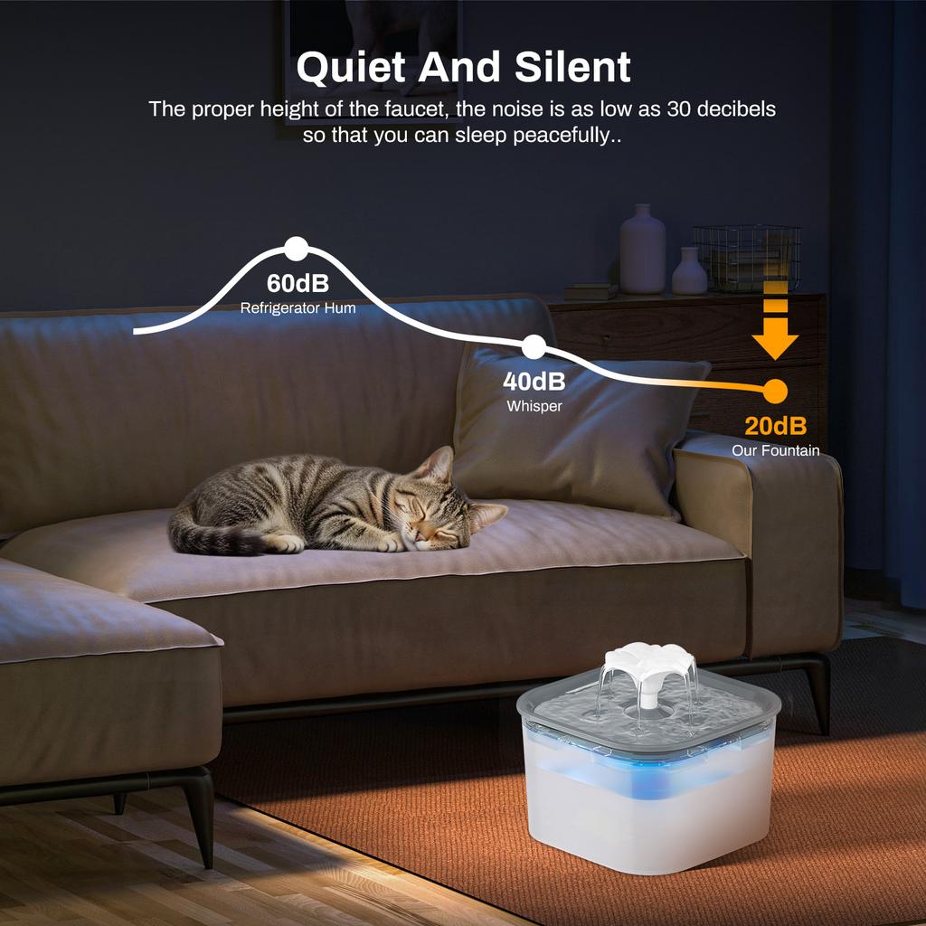 2.6L Automatic Cat Water Fountain With Faucet Dog Water Dispenser Transparent Filter Drinker Pet Sensor Auto Drinking Feeder