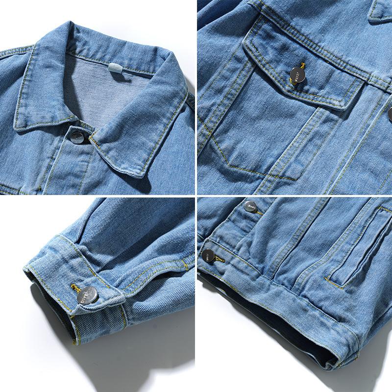 Autumn and Winter Solid Color Loose Denim Clothes Men's Large Size Denim Jacket Men's Jacket