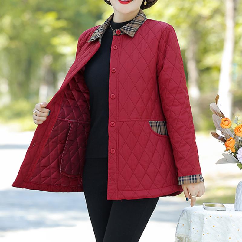 

Женская стеганая куртка Осенняя куртка с длинным рукавом Парки Хлопковая подкладка Топы Хлопковое пальто для мамы Большой размер Фемино XXXXL красный