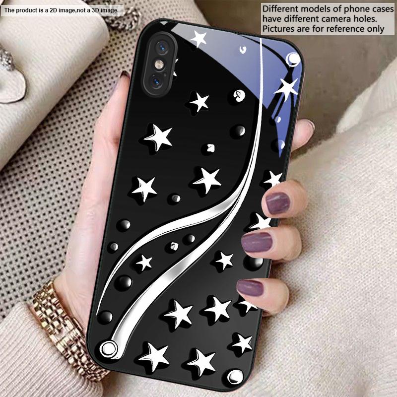 Tiefe Nacht mit Sternen Für iPhone 17 Air 16 E 15 14 13 Plus 12 mini 17 Pro Max 11Pro XR Xs X 7 8 11 Gehärtetes Glas Handyhülle