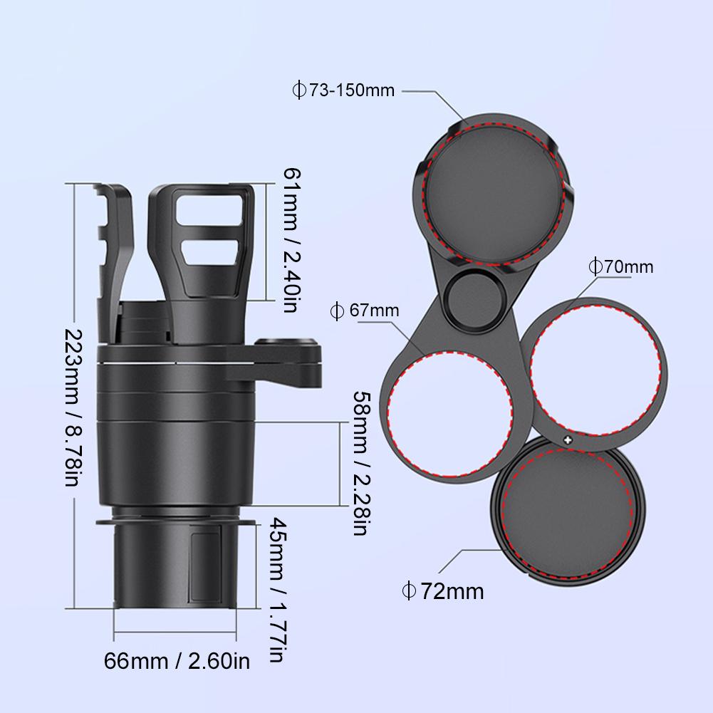 ABS Multifunction Universal Car Car Cup Holder Base Tray Stand Organizer 4-in-1