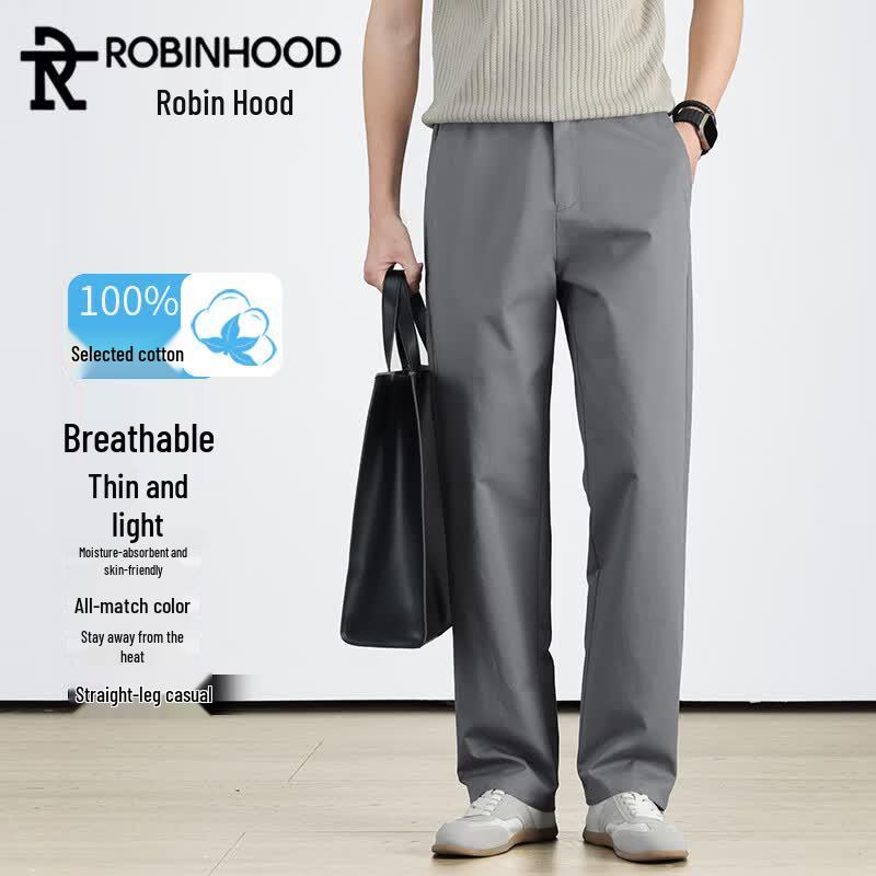 ROBINHOOD Men s Summer Pure Cotton Casual Straight-Leg Pants 4XL