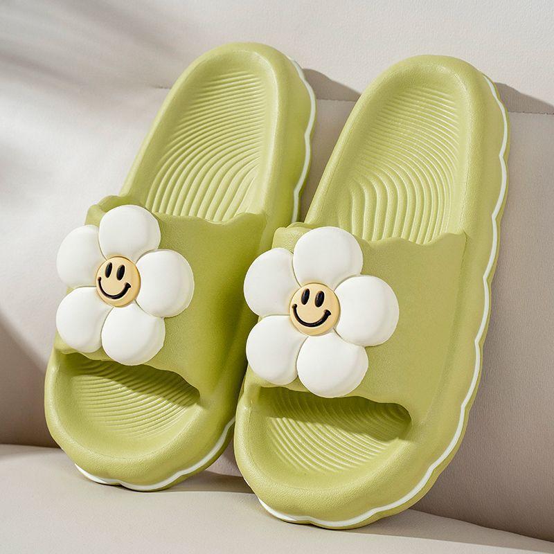 Women's Fashion Thick Soled Slippers 2024 Summer New Soft Bottom Bathroom Anti-Slip Wear-resisting Butterfly Knot Beach Shoes