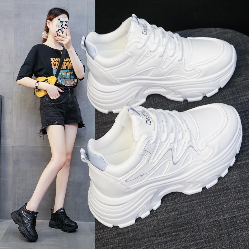 Inner height increase dad shoes women's 2025 new versatile small man thick sole comfortable breathable casual sports little white shoes
