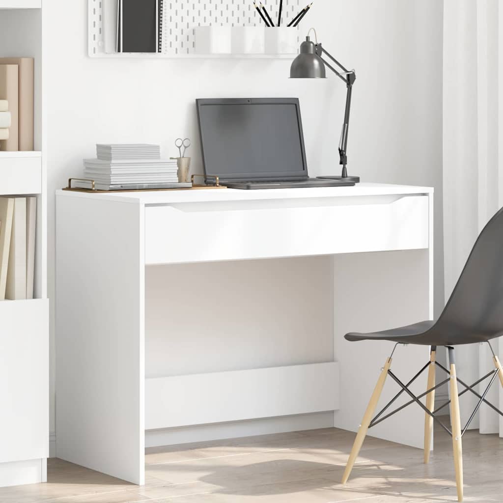 White Desk with Drawer 100 x 50 x 78 cm Engineered Wood