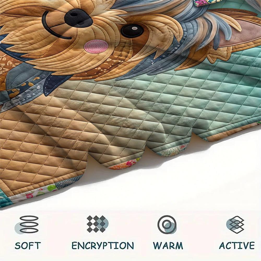 1Pc Dog Patchwork Art Print Flannel Blanket High Quality Warm Comfortable Cover for All Seasons Perfect for Gifts Home Decor
