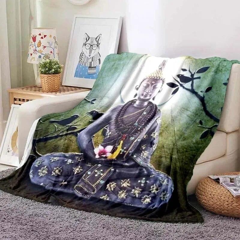 Gautama Buddha Plüsch weiche Decke karierte dünne Decke Wohnzimmer Schlafzimmer tragbare Home Reise Büro Mittagsdecke
