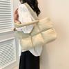 Womens Oversized Cotton Puffer Jacket Tote Bag In Pastel Colors Soft Square Shoulder Handbag With Zip Inner Pocket