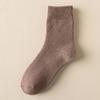 Women's Autumn/Winter Terry Socks - Velvet-Lined, Thick, Mid-Tube, Solid Color, Warm Towel Style.