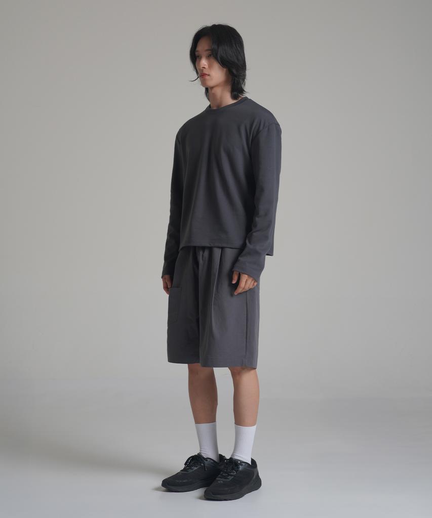 Noming Loose Fit Cropped Easy Long Sleeve - Charcoal