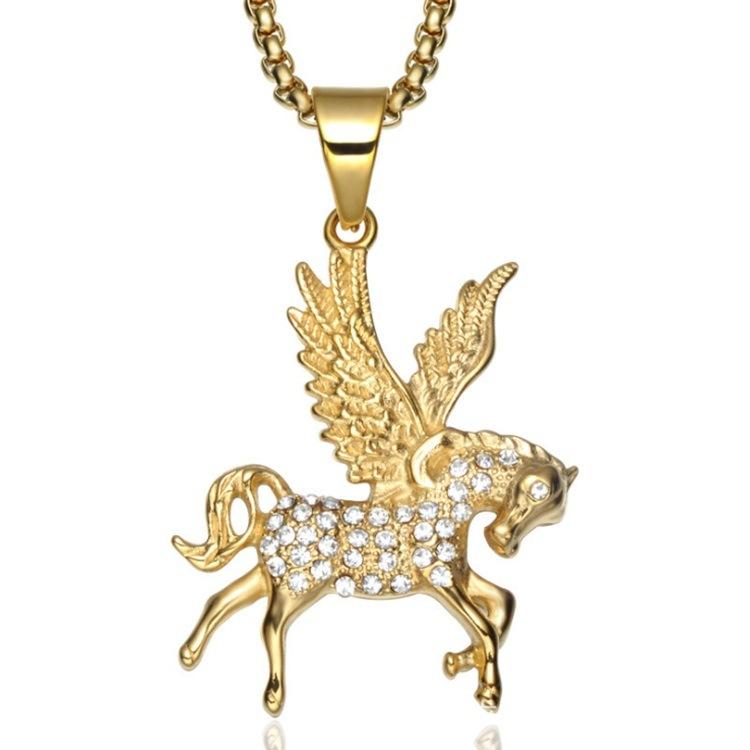 Street Diamond Fashion Mythical Pegasus Pendant Pegasus Alloy Necklace