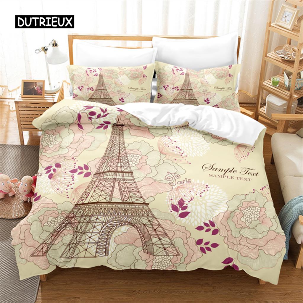 Romantic Paris Bedding Set Duvet Cover Set 3d Bedding Digital Printing Bed Linen Queen Size Bedding Set Fashion Design