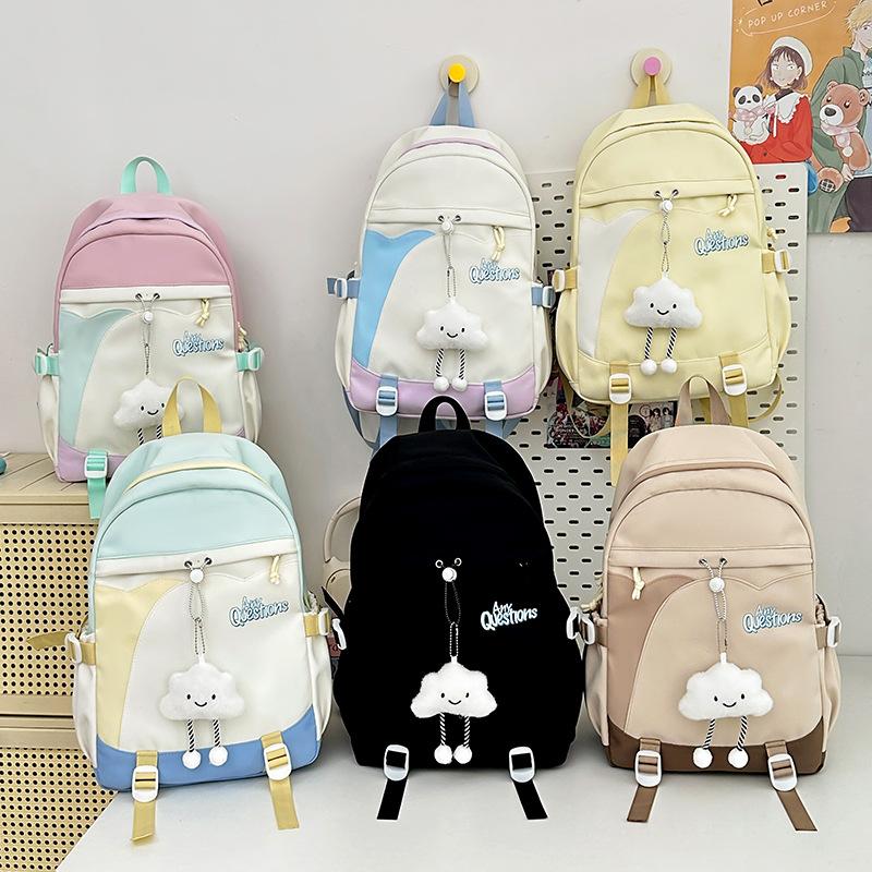 Sac d'école étudiant couleur contrastée Filles Sac à dos de campus Sac à dos pour ordinateur