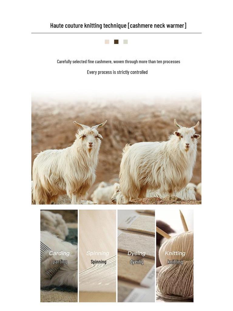 Unisex Solid Color Cashmere Wool Neck Warmer - Autumn/Winter Knitted Scarf for Students & Adults