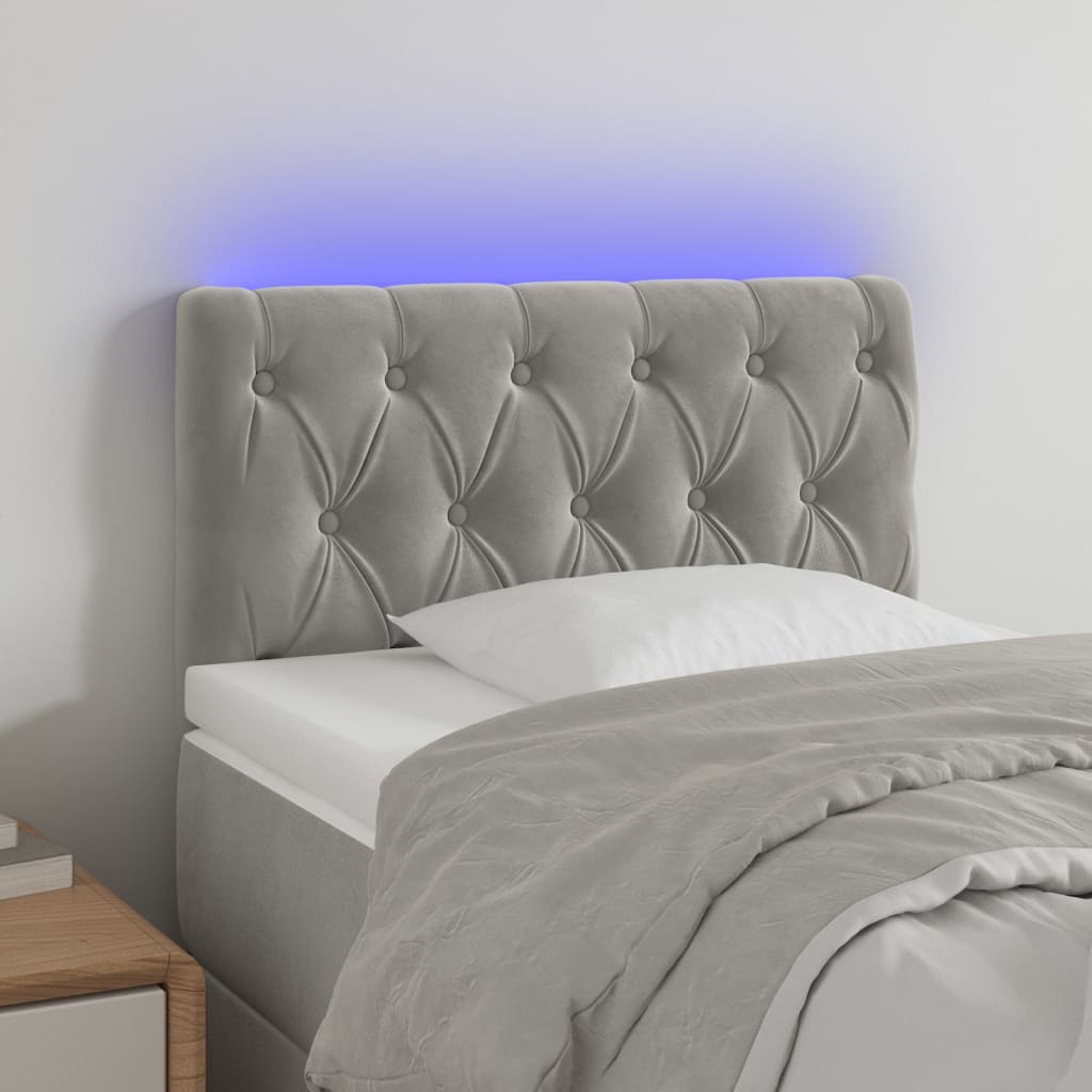 LED Headboard Light Grey 80x7x78 88 cm Velvet