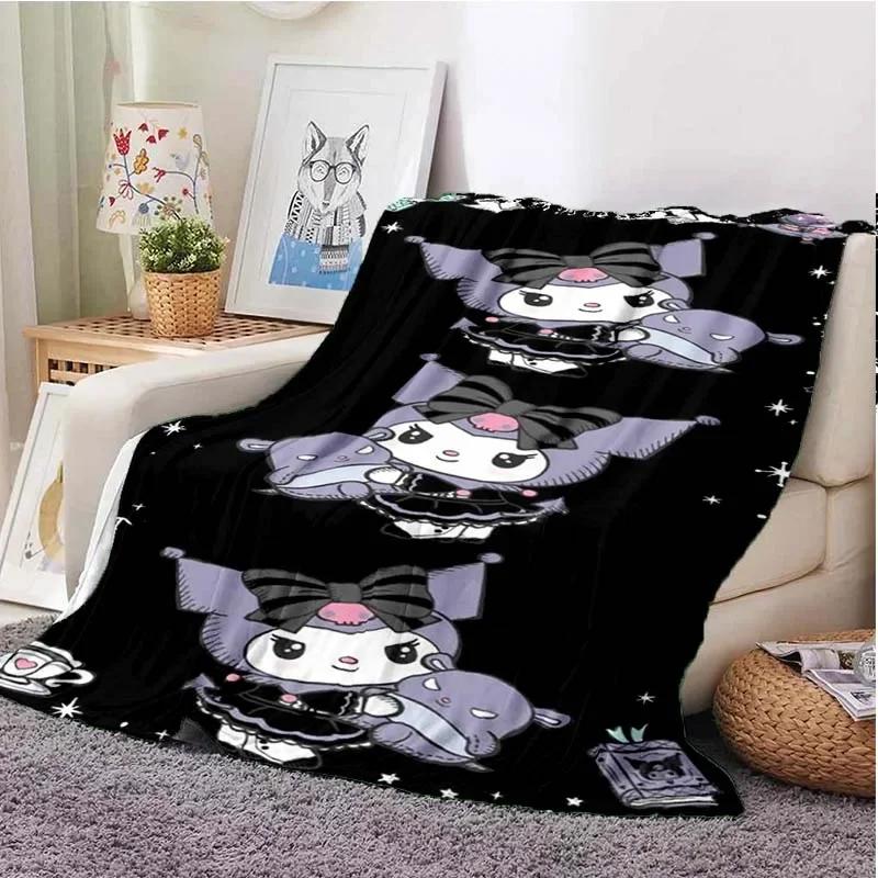 Hellor Kitty Kuromi Printed Blanket Kids Adult Blanket Soft and Warm Bedding for Bed Sofa Outdoor Travel Cover Blanket
