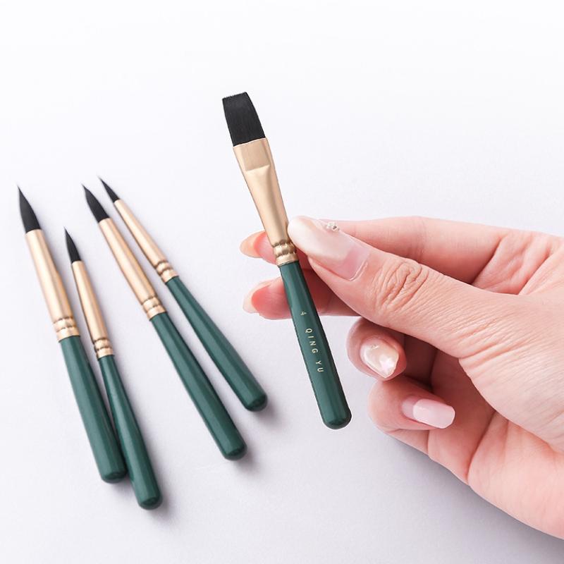 6Pcs Nylon Multi-Functional Paintbrushes Watercolor Brush Mini Fresh Green Brush For Students Art Painting School Office Supplie