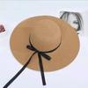 Summer Sunscreen Straw Big Brim Bow Ribbon Hat Solid Handmade Fisherman Hat Creative Dress Up Travel Beach Women Bucket Hat