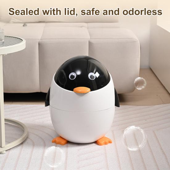 Pinguinform Mülleimer Doppelkammer-Design Versiegelnder Deckel Mülltonne mit versteckten Beuteln Wasserdicht Geruchsverschluss Abfalleimer Müllbehälter