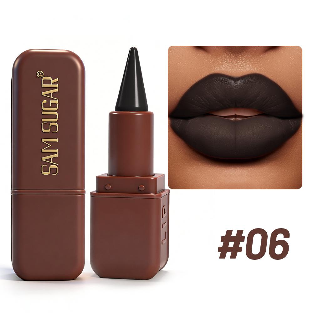 Matná čokoládová rtěnka, 6 barev, Dlouhotrvající voděodolná rtěnka, Hladký sametový tón na rty pro denní & párty make-up