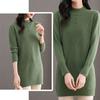 Half Turtleneck Sweater Dress for Women Solid Color Long-sleeved Mid-length Knitted Sweater Autumn and Winter Casual Loose Pullover