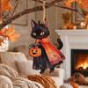 Vintage Wooden Witch Cat Pendant Halloween Hanging Ornament, Decorative Pendant, Rustic Pumpkin Ornament Cute Holiday Party Favors for Tree And