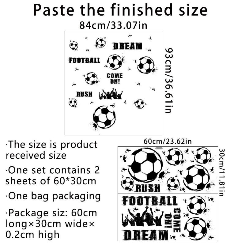 2 Stück/Set Fußball Englischer Slogan Wandaufkleber Wohnzimmer Schlafzimmer Arbeitszimmer Restaurant Selbstklebende Dekorative Wandmalerei Wandaufkleber