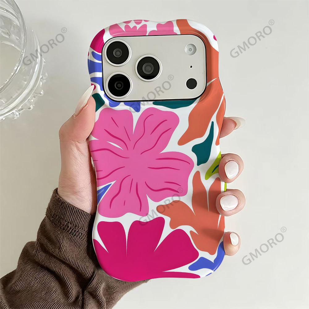 Latin America Popular Flower Mobile Phone Case iPhone15 Literary Style Apple 16/17p Wave Film Shell Processing Customization