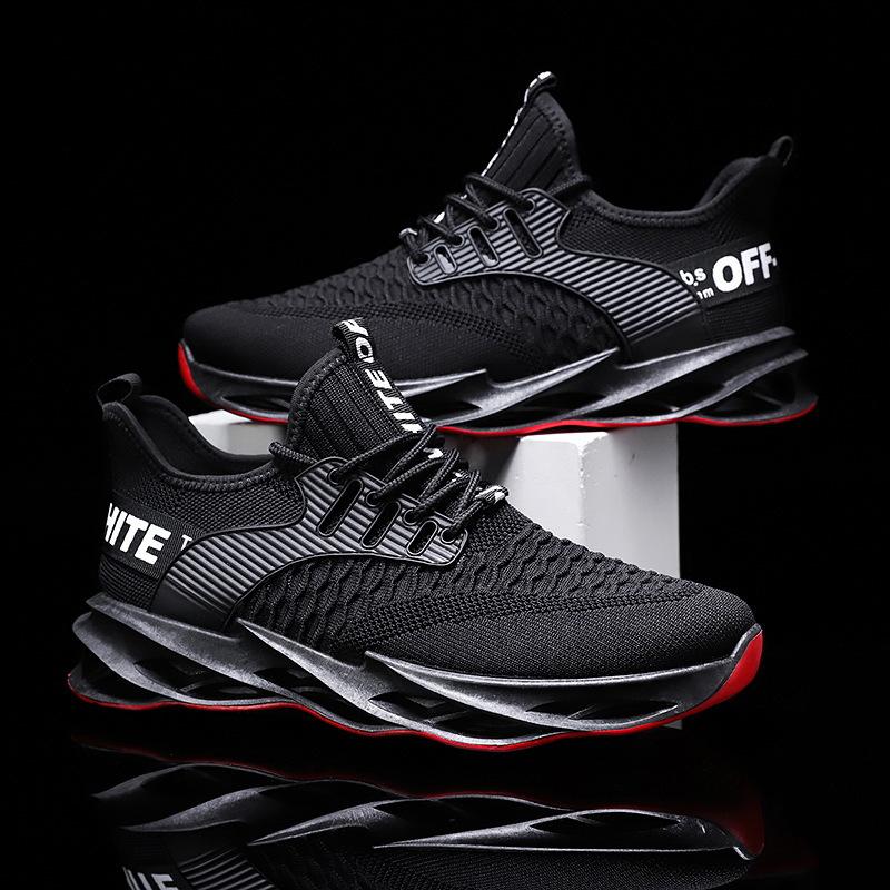 Men's Shoes Fly-woven Summer Breathable Black Trend Non-slip Mesh Shoes Men's Sports Running Casual Shoes